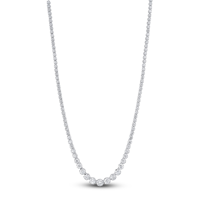 Main Image 2 of Shy Creation Graduated Diamond Riviera Necklace 6-3/8 ct tw 14K White Gold 18" SC55022934V4