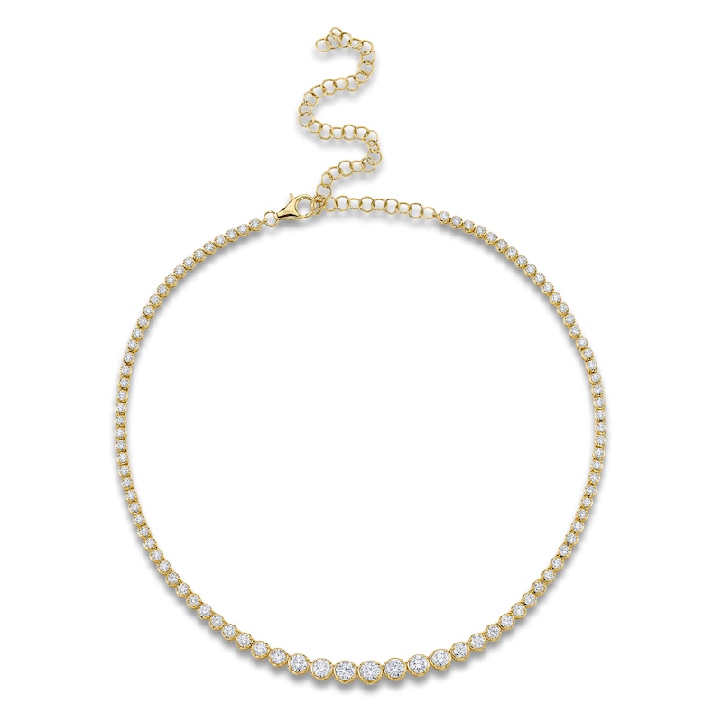 Main Image 1 of Shy Creation Graduated Diamond Riviera Necklace 6-3/8 ct tw 14K Yellow Gold 18" SC55022935V4