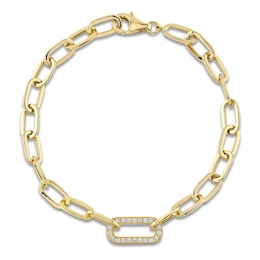 Shy Creation Diamond Paperclip Bracelet 1/5 ct tw 14K Yellow Gold 7" J-SC55022956