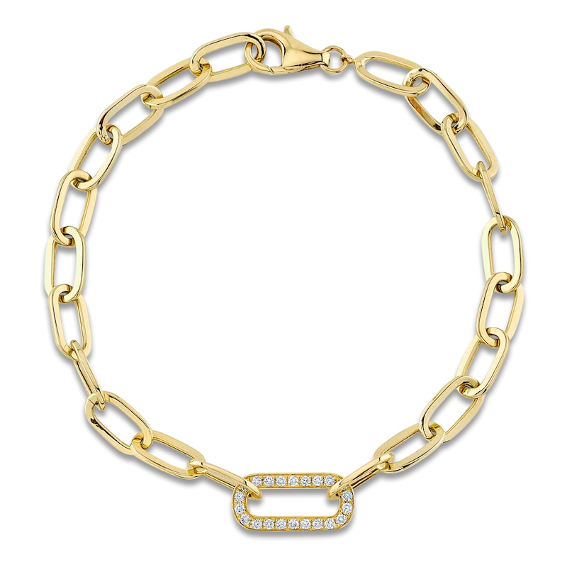 Main Image 1 of Shy Creation Diamond Paperclip Bracelet 1/5 ct tw 14K Yellow Gold 7" J-SC55022956