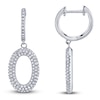 Thumbnail Image 2 of Shy Creation Diamond Open Oval Dangle Hoop Earrings 1/2 ct tw 14K White Gold SC55024583