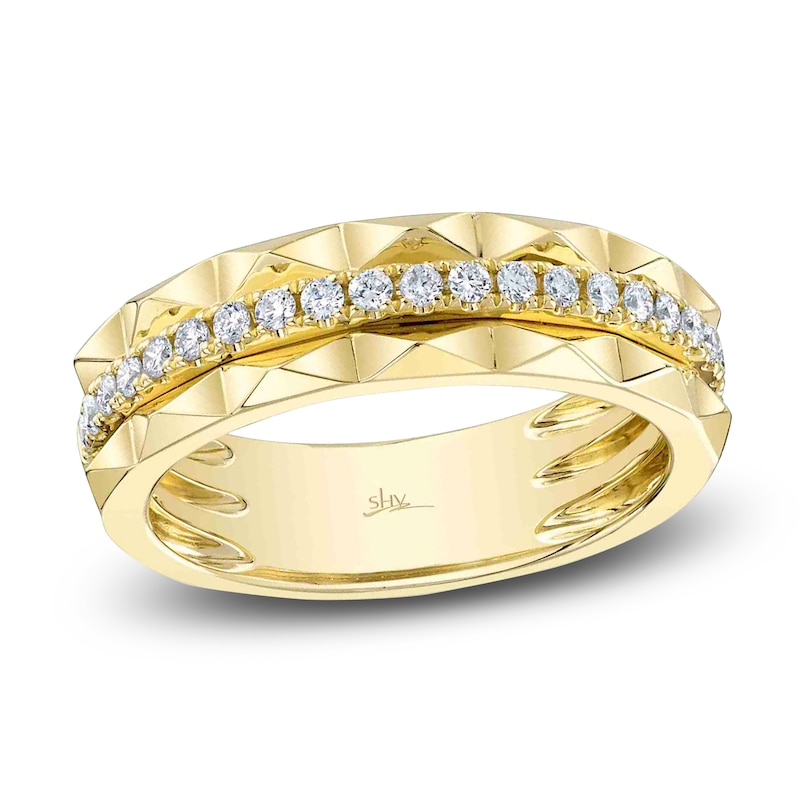 Main Image 1 of Shy Creation Diamond Geometric Pattern Ring 1/4 ct tw 14K Yellow Gold SC55024989Z7