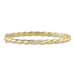 Shy Creation Diamond Twist Bangle Bracelet 1/10 ct tw 14K Yellow Gold J-SC55025215ZS