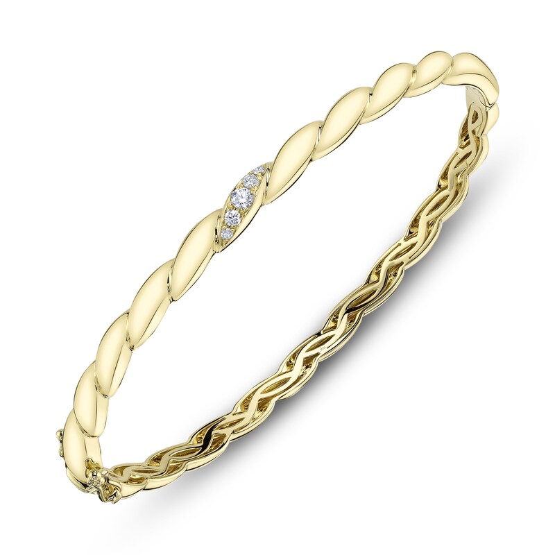 Main Image 2 of Shy Creation Diamond Twist Bangle Bracelet 1/10 ct tw 14K Yellow Gold J-SC55025215ZS