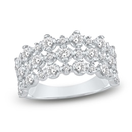 Lab-Grown Diamond Three-Row Buttercup Ring 1 ct tw 14K White Gold