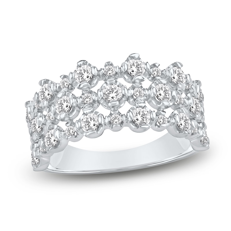 Main Image 1 of Lab-Grown Diamond Three-Row Buttercup Ring 1 ct tw 14K White Gold
