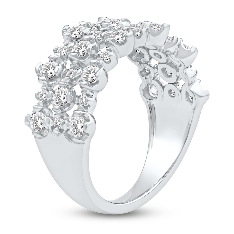 Main Image 2 of Lab-Grown Diamond Three-Row Buttercup Ring 1 ct tw 14K White Gold