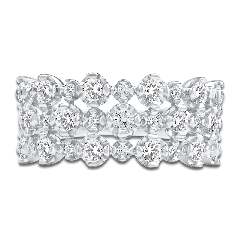 Main Image 3 of Lab-Grown Diamond Three-Row Buttercup Ring 1 ct tw 14K White Gold