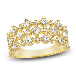 Lab-Grown Diamond Three-Row Buttercup Ring 1 ct tw 14K Yellow Gold