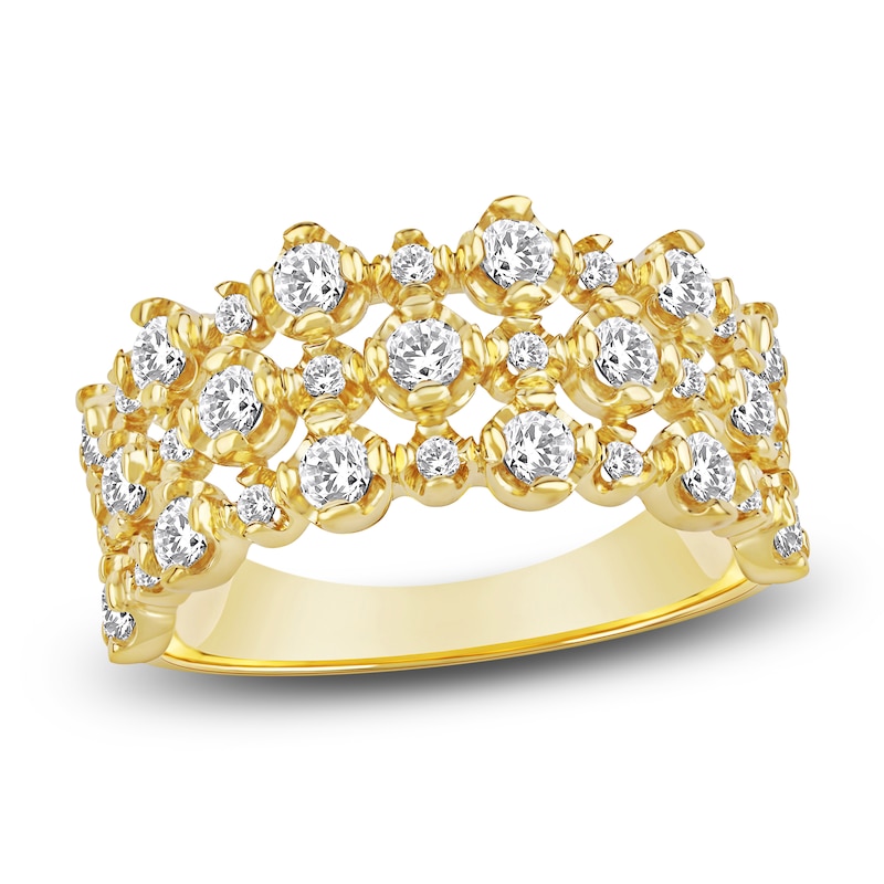 Main Image 1 of Lab-Grown Diamond Three-Row Buttercup Ring 1 ct tw 14K Yellow Gold