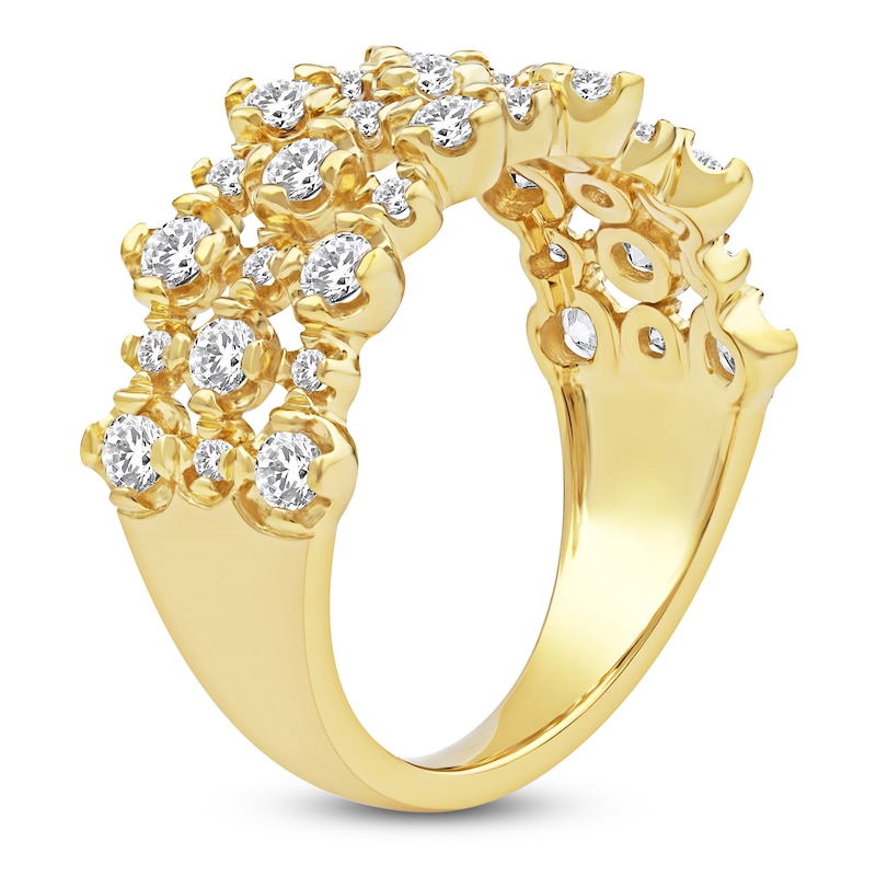 Main Image 2 of Lab-Grown Diamond Three-Row Buttercup Ring 1 ct tw 14K Yellow Gold