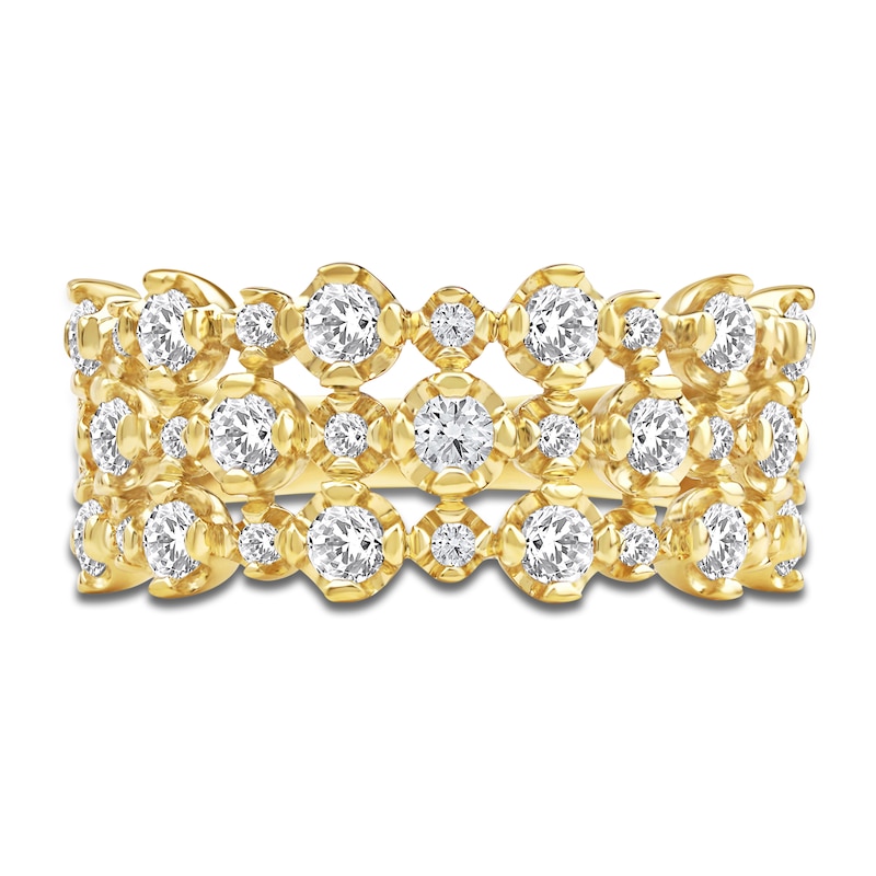 Main Image 3 of Lab-Grown Diamond Three-Row Buttercup Ring 1 ct tw 14K Yellow Gold