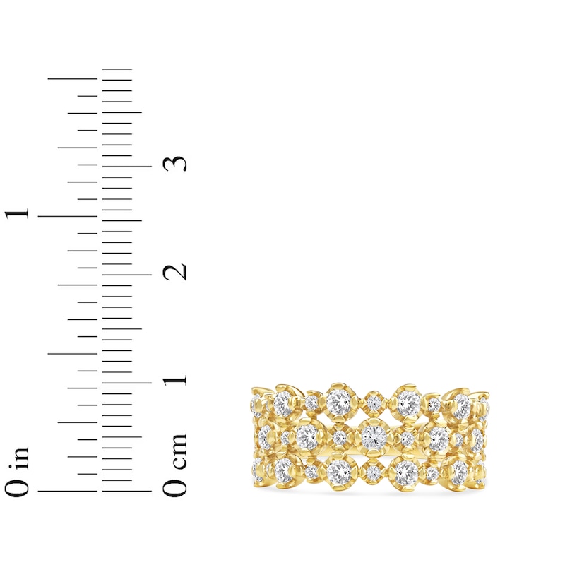 Main Image 4 of Lab-Grown Diamond Three-Row Buttercup Ring 1 ct tw 14K Yellow Gold