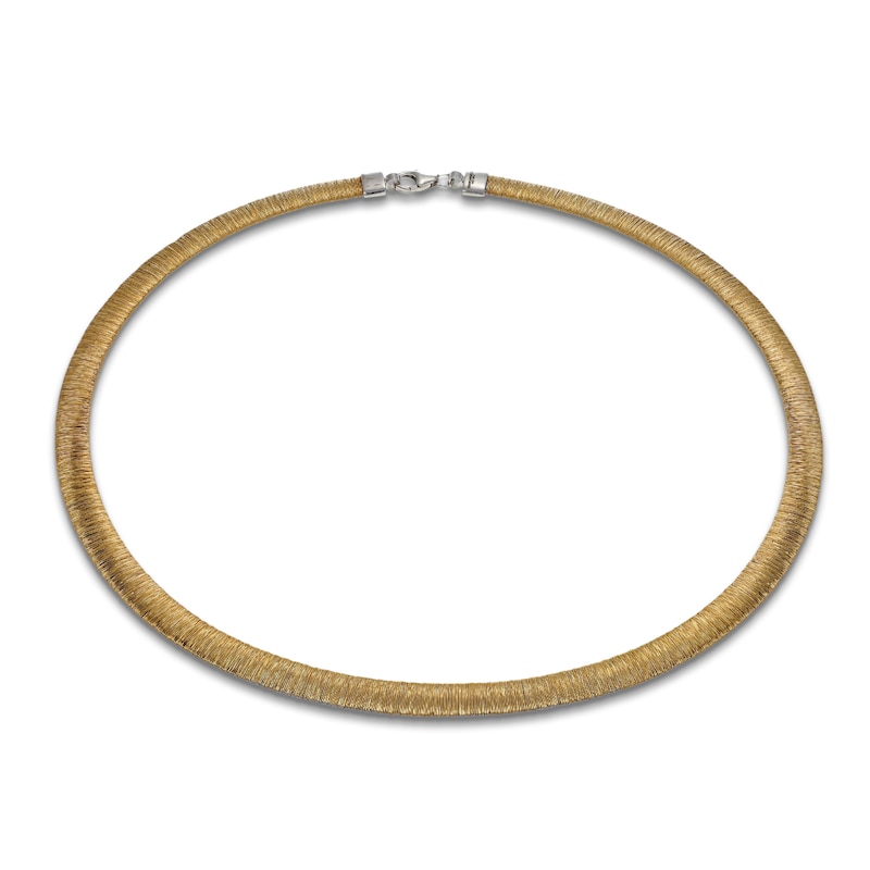 Main Image 1 of Italia D'Oro Solid Reversible Omega Necklace 14K Two-Tone Gold 17"