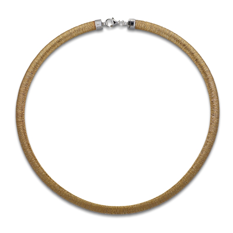 Main Image 2 of Italia D'Oro Solid Reversible Omega Necklace 14K Two-Tone Gold 17"