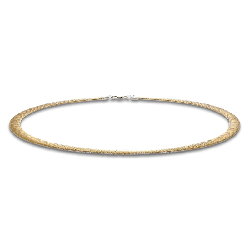 Main Image 3 of Italia D'Oro Solid Reversible Omega Necklace 14K Two-Tone Gold 17"