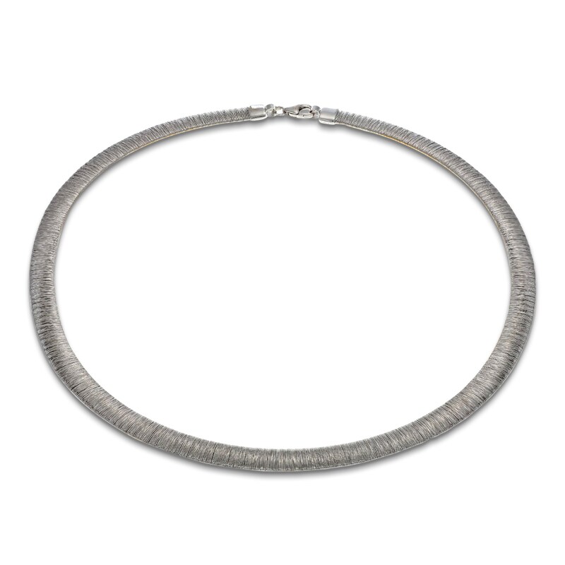 Main Image 4 of Italia D'Oro Solid Reversible Omega Necklace 14K Two-Tone Gold 17"