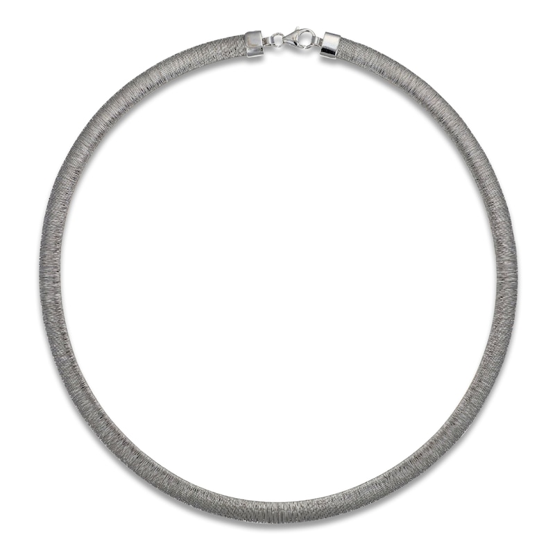 Main Image 5 of Italia D'Oro Solid Reversible Omega Necklace 14K Two-Tone Gold 17"