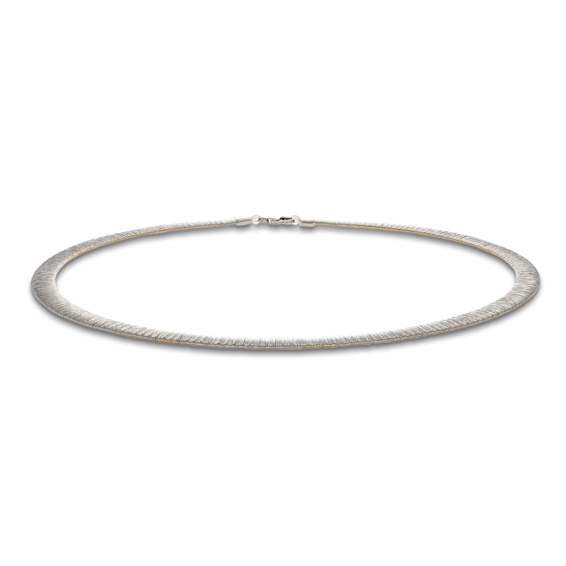 Main Image 6 of Italia D'Oro Solid Reversible Omega Necklace 14K Two-Tone Gold 17"