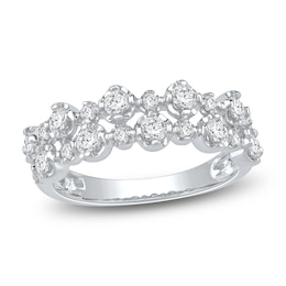 Lab-Grown Diamond Two-Row Buttercup Ring 3/4 ct tw 14K White Gold
