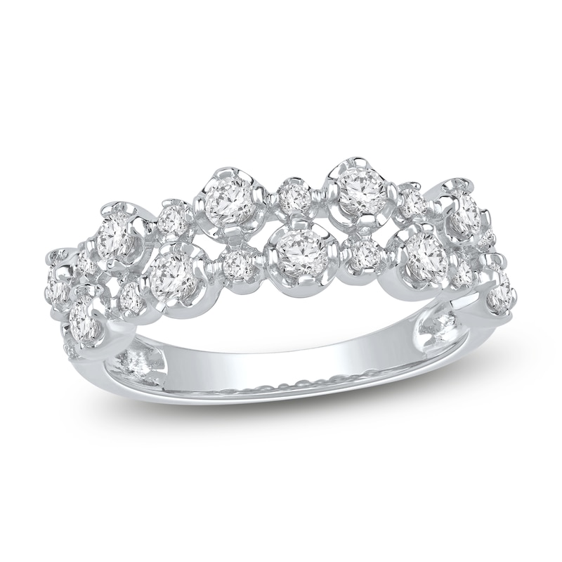 Main Image 1 of Lab-Grown Diamond Two-Row Buttercup Ring 3/4 ct tw 14K White Gold