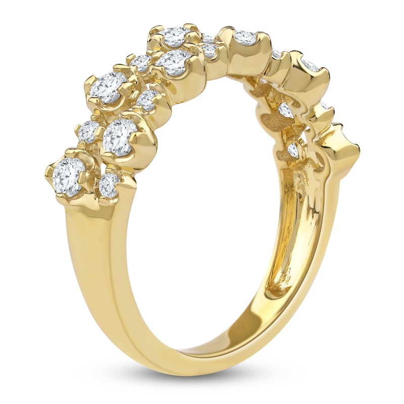 Main Image 2 of Lab-Grown Diamond Two-Row Buttercup Ring 3/4 ct tw 14K Yellow Gold