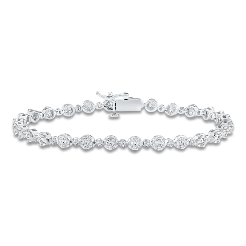 Main Image 1 of Lab-Grown Diamond Buttercup Bracelet 3 ct tw 14K White Gold 7.25"