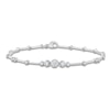 Thumbnail Image 1 of Lab-Grown Diamond Graduated Buttercup Link & Bar Bracelet 3/4 ct tw 14K White Gold 7.25"