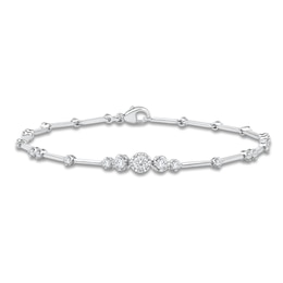 Lab-Grown Diamond Graduated Buttercup Link & Bar Bracelet 3/4 ct tw 14K White Gold 7.25"