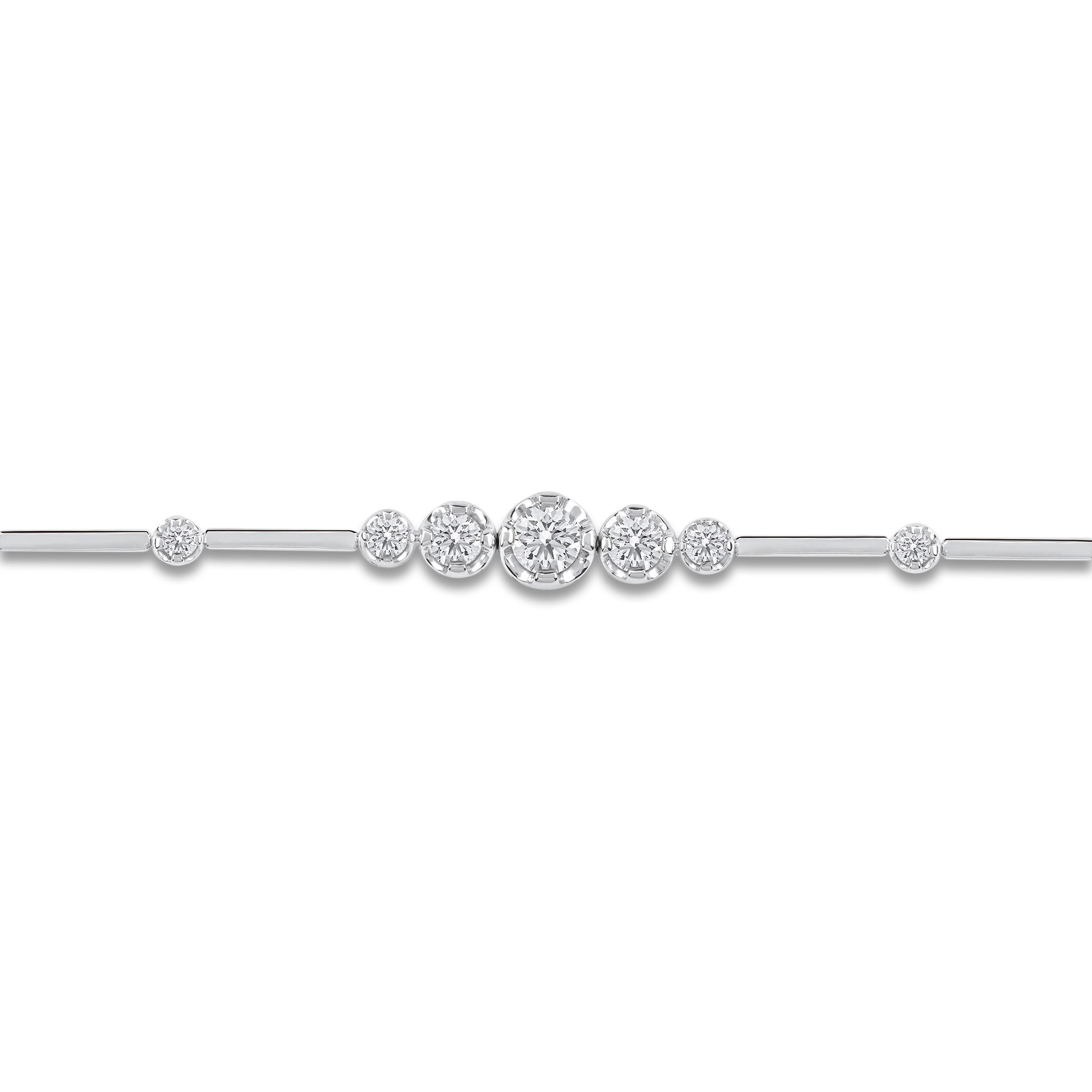 Thumbnail Image 2 of Lab-Grown Diamond Graduated Buttercup Link & Bar Bracelet 3/4 ct tw 14K White Gold 7.25"