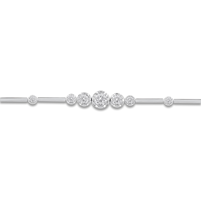 Main Image 2 of Lab-Grown Diamond Graduated Buttercup Link & Bar Bracelet 3/4 ct tw 14K White Gold 7.25"