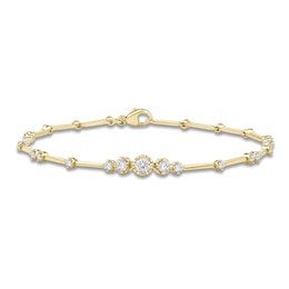 Lab-Grown Diamond Graduated Buttercup Link & Bar Bracelet 3/4 ct tw 14K Yellow Gold 7.25"