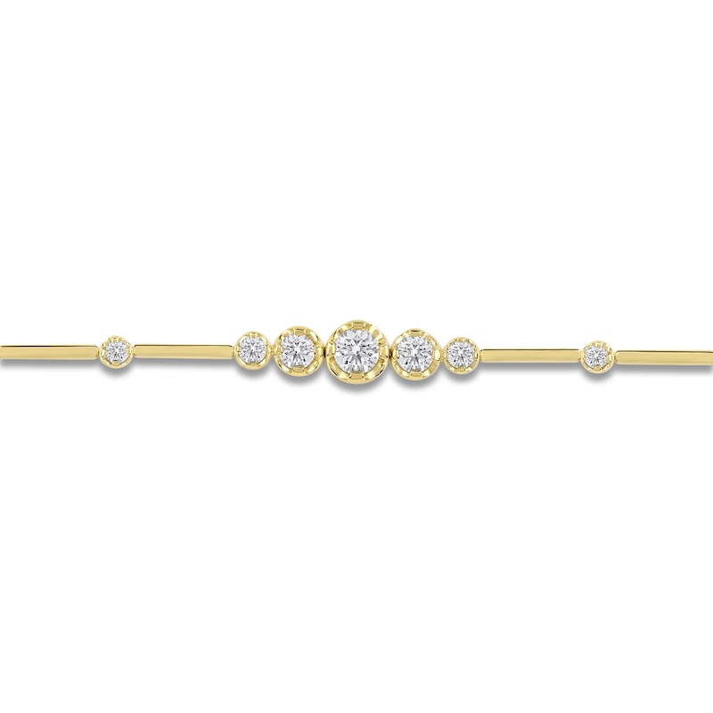 Main Image 2 of Lab-Grown Diamond Graduated Buttercup Link & Bar Bracelet 3/4 ct tw 14K Yellow Gold 7.25"