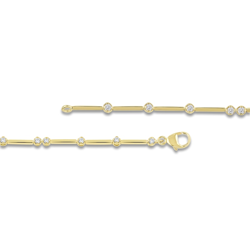Main Image 3 of Lab-Grown Diamond Graduated Buttercup Link & Bar Bracelet 3/4 ct tw 14K Yellow Gold 7.25"