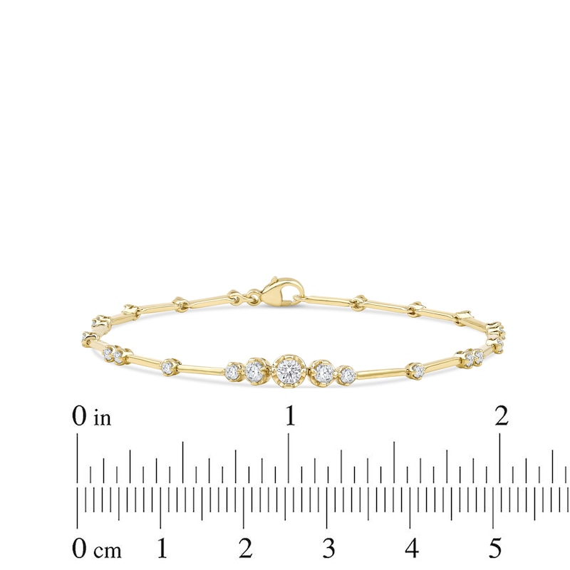 Main Image 4 of Lab-Grown Diamond Graduated Buttercup Link & Bar Bracelet 3/4 ct tw 14K Yellow Gold 7.25"