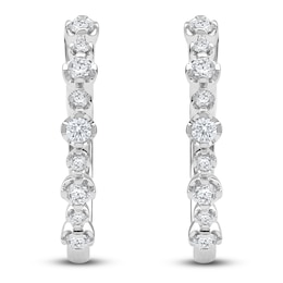 Lab-Grown Diamond Buttercup Hoop Earrings 1/2 ct tw 14K White Gold