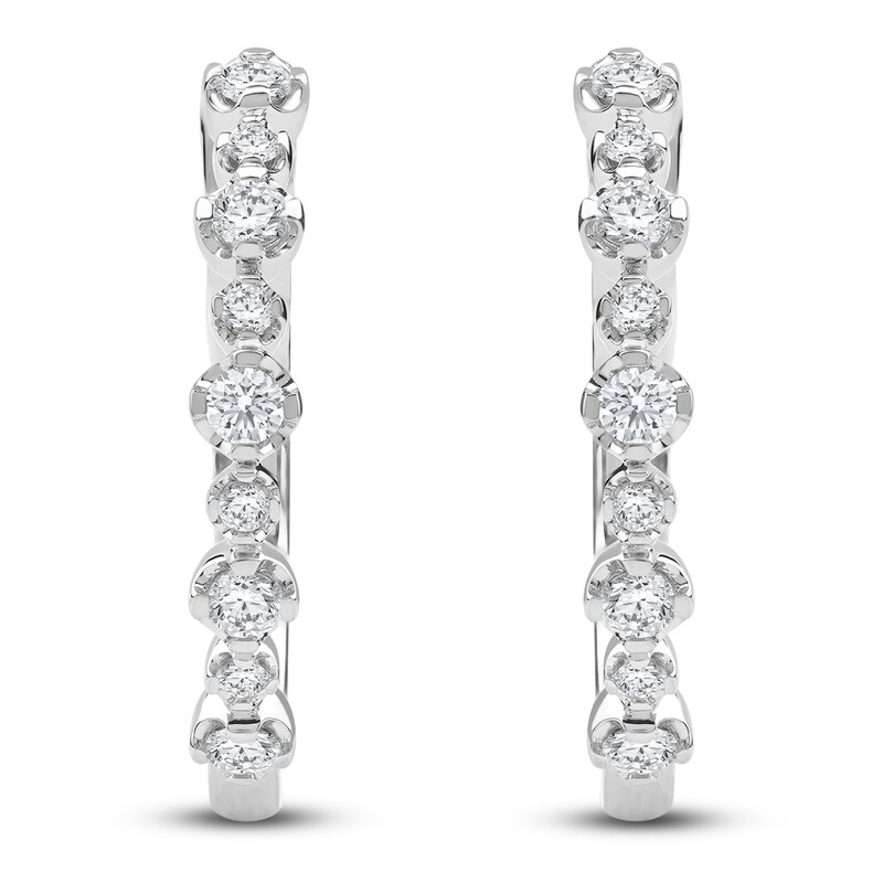 Main Image 1 of Lab-Grown Diamond Buttercup Hoop Earrings 1/2 ct tw 14K White Gold