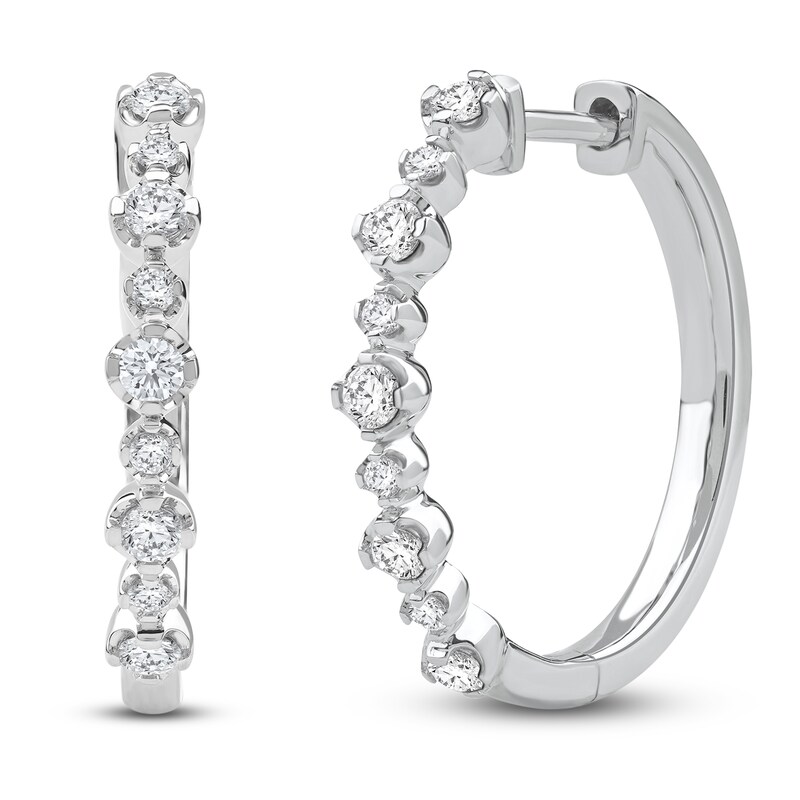 Main Image 2 of Lab-Grown Diamond Buttercup Hoop Earrings 1/2 ct tw 14K White Gold