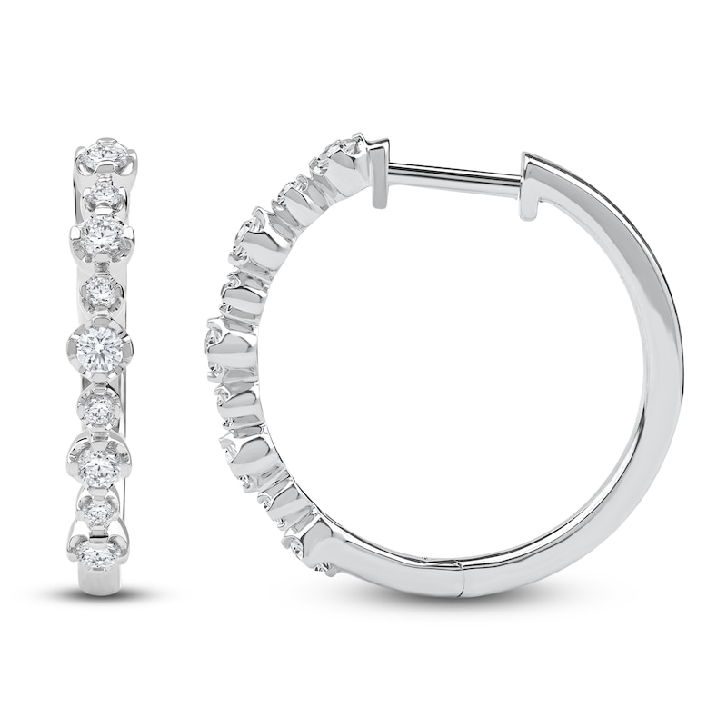 Main Image 3 of Lab-Grown Diamond Buttercup Hoop Earrings 1/2 ct tw 14K White Gold