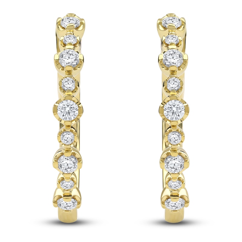 Main Image 1 of Lab-Grown Diamond Buttercup Hoop Earrings 1/2 ct tw 14K Yellow Gold