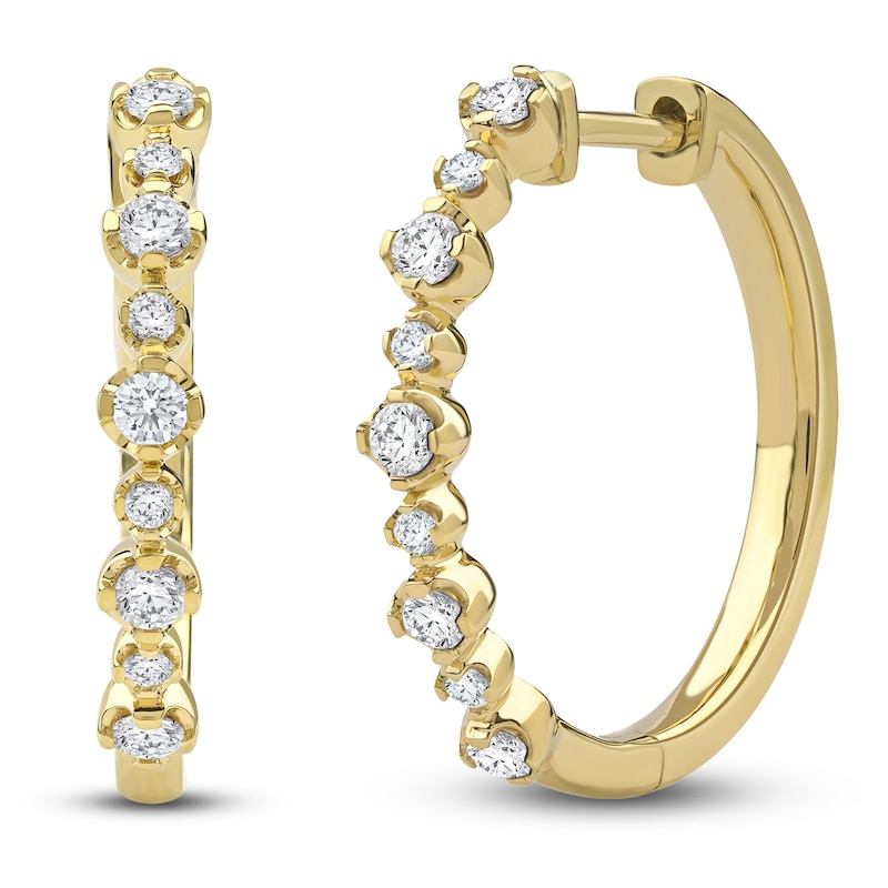 Main Image 2 of Lab-Grown Diamond Buttercup Hoop Earrings 1/2 ct tw 14K Yellow Gold