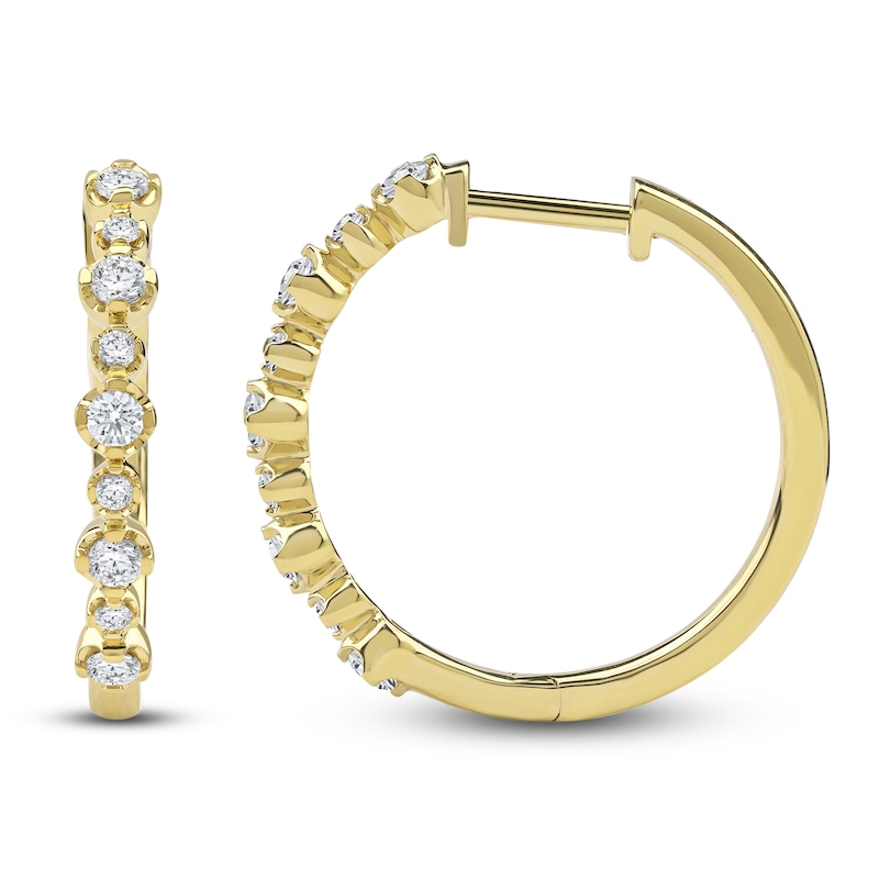 Main Image 3 of Lab-Grown Diamond Buttercup Hoop Earrings 1/2 ct tw 14K Yellow Gold