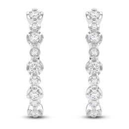 Lab-Grown Diamond Buttercup Hoop Earrings 1 ct tw 14K White Gold