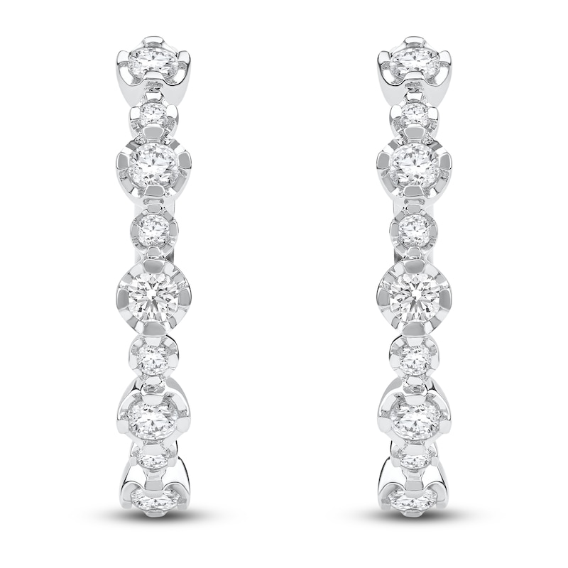 Main Image 1 of Lab-Grown Diamond Buttercup Hoop Earrings 1 ct tw 14K White Gold