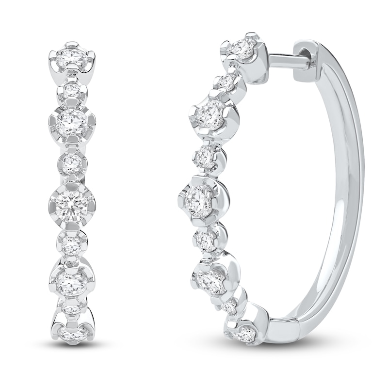 Main Image 2 of Lab-Grown Diamond Buttercup Hoop Earrings 1 ct tw 14K White Gold