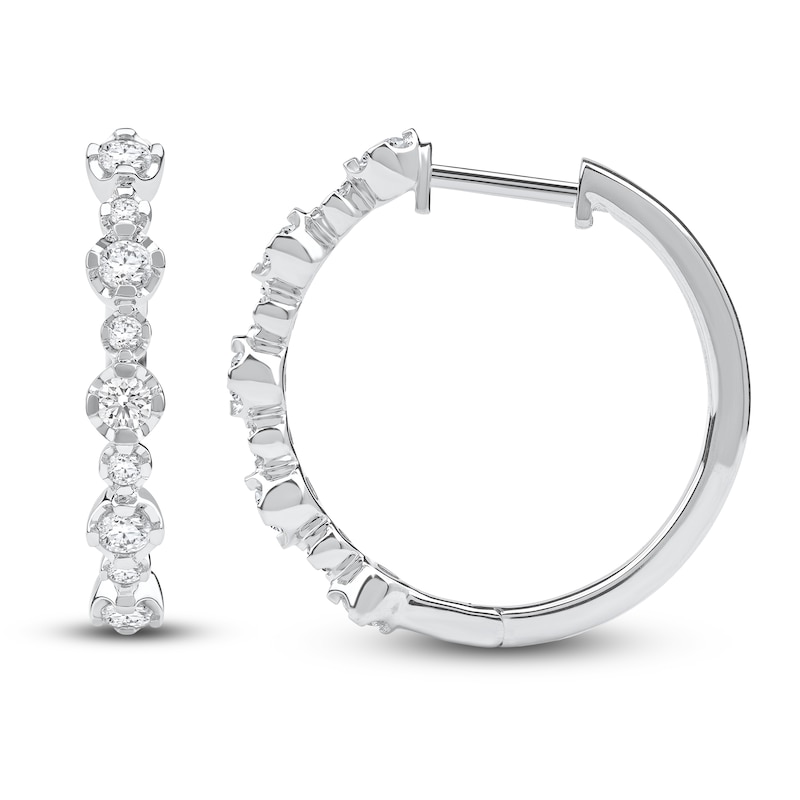 Main Image 3 of Lab-Grown Diamond Buttercup Hoop Earrings 1 ct tw 14K White Gold