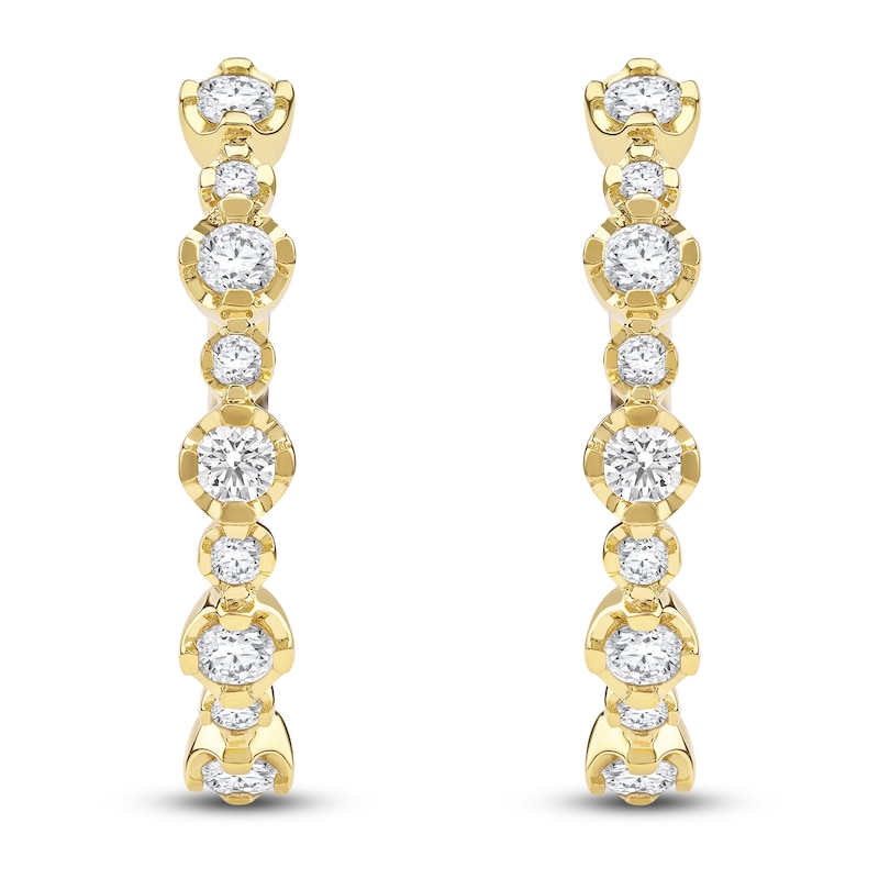 Main Image 1 of Lab-Grown Diamond Buttercup Hoop Earrings 1 ct tw 14K Yellow Gold