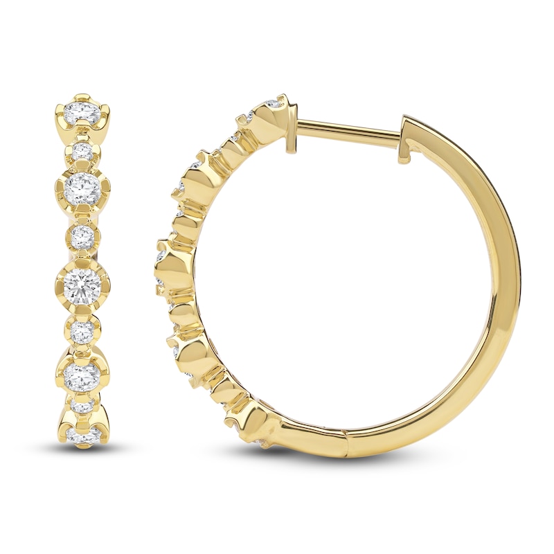 Main Image 2 of Lab-Grown Diamond Buttercup Hoop Earrings 1 ct tw 14K Yellow Gold