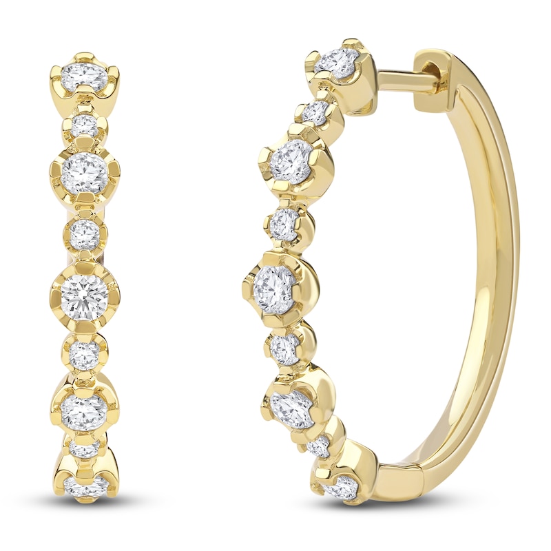 Main Image 3 of Lab-Grown Diamond Buttercup Hoop Earrings 1 ct tw 14K Yellow Gold