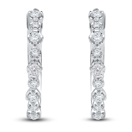 Lab-Grown Diamond Buttercup Hoop Earrings 1/3 ct tw 14K White Gold